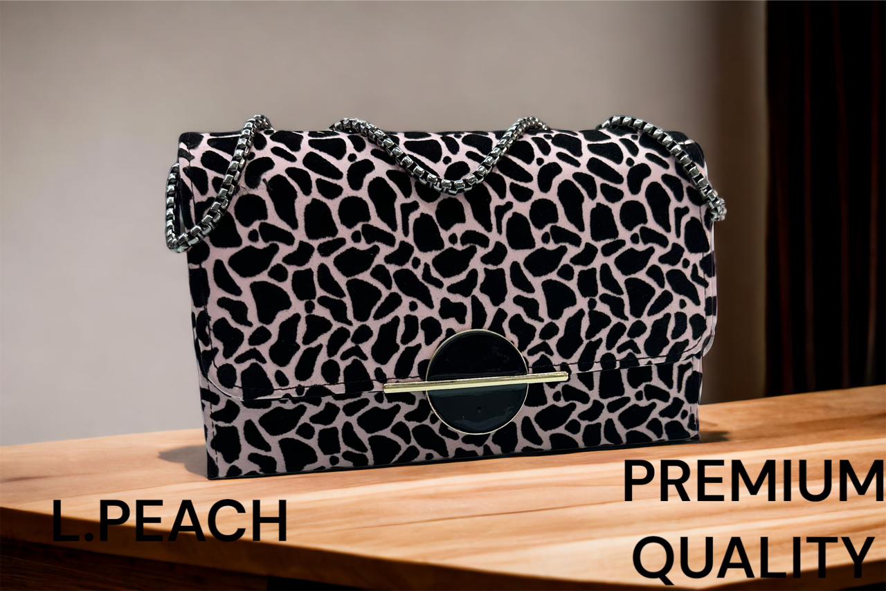 Wild Elegance: Cheetah Print Black Chain Handle Sling Bag